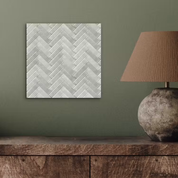 Aluminium schilderij - Visgraat - Wandtegel - Grijs — 3