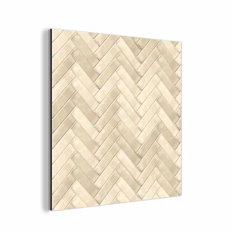 Aluminium schilderij - Visgraat - Wandtegel - Licht Beige — 1