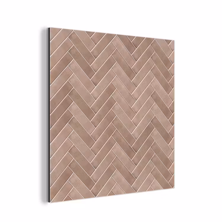 Aluminium schilderij - Visgraat - Wandtegel - Oudroze - Terracotta — 1