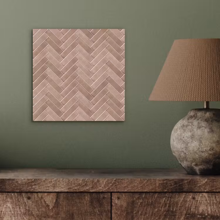 Aluminium schilderij - Visgraat - Wandtegel - Oudroze - Terracotta — 3