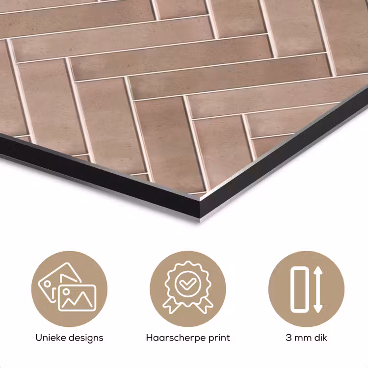 Aluminium schilderij - Visgraat - Wandtegel - Oudroze - Terracotta — 7