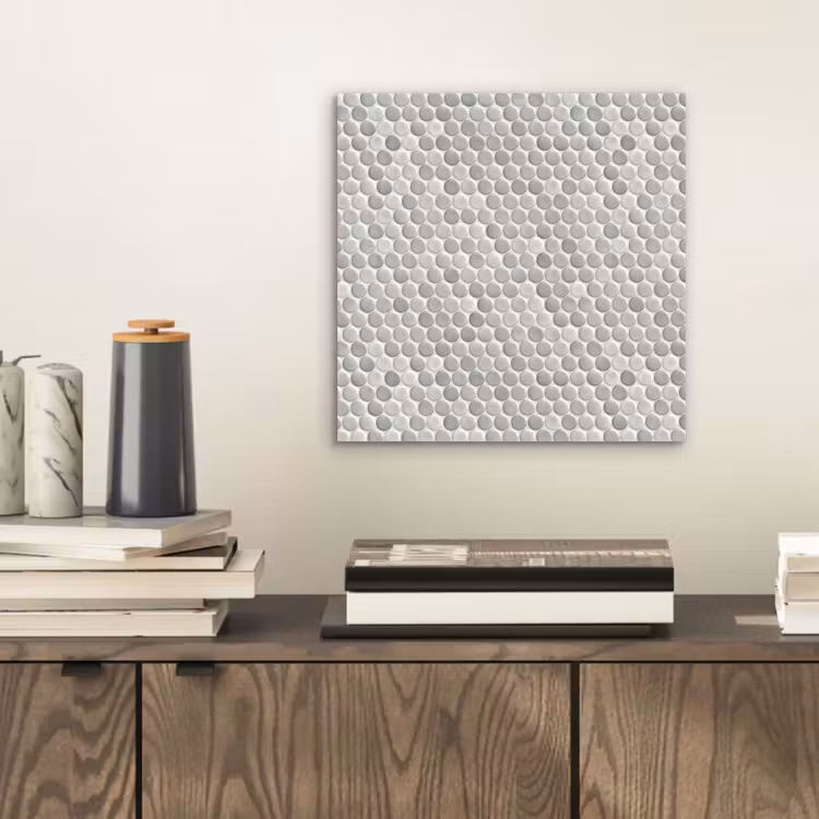 Aluminium schilderij - Penny - Mozaïek - Lichtgrijs — 2
