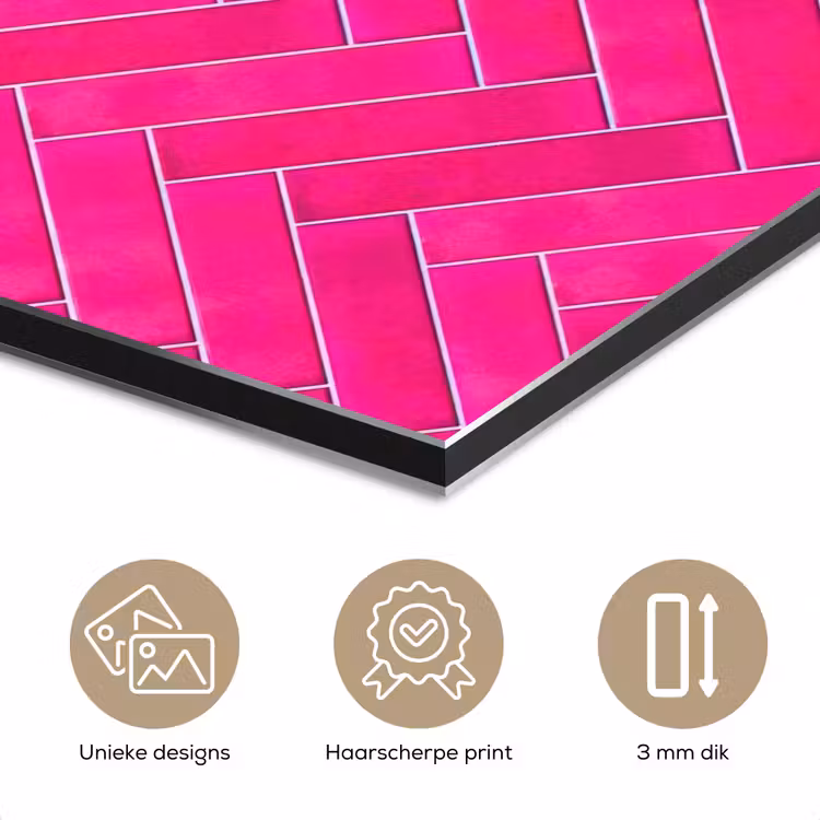 Aluminium schilderij - Visgraat - Wandtegel - Fuchsia - Roze — 7