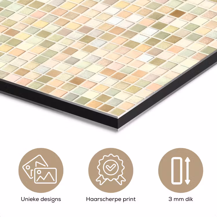 Aluminium schilderij - Mozaïek - Patroon - Beige — 7