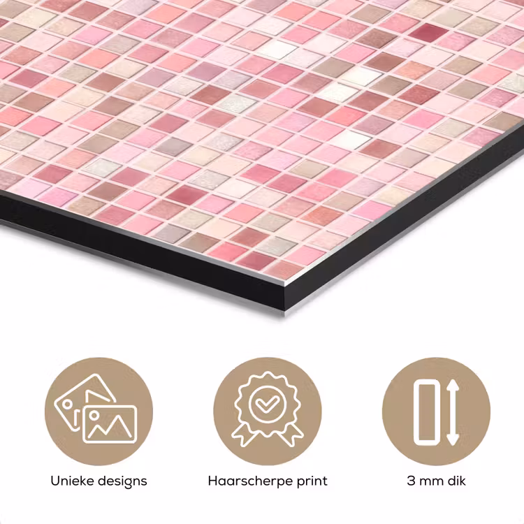 Aluminium schilderij - Mozaïek - Patroon - Roze — 7