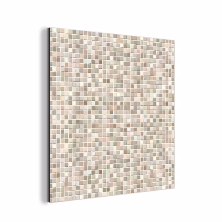 Aluminium schilderij - Mozaïek - Patroon- Taupe — 1