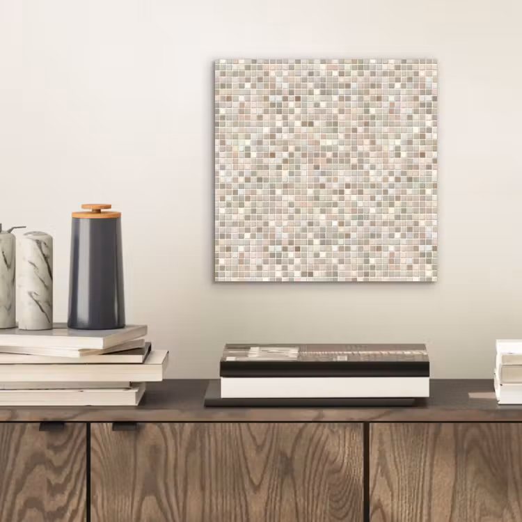 Aluminium schilderij - Mozaïek - Patroon- Taupe — 2