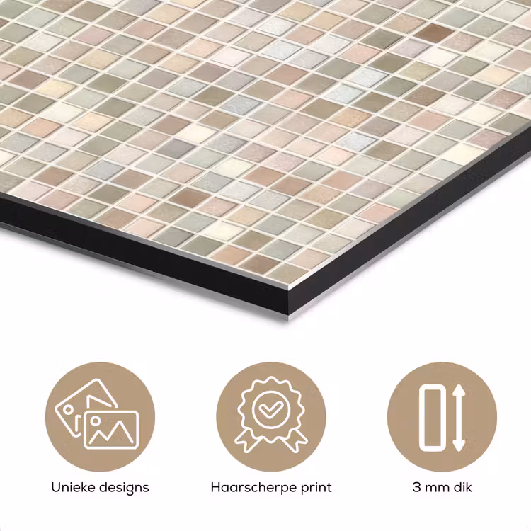 Aluminium schilderij - Mozaïek - Patroon- Taupe — 7