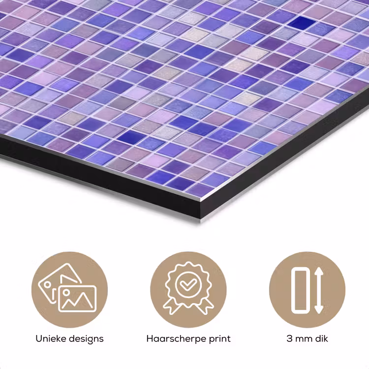 Aluminium schilderij - Mozaïek - Tegels - Lila - Amethist — 7
