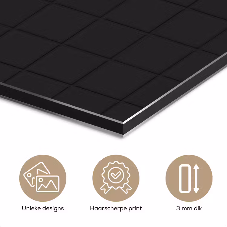 Aluminium schilderij - Tegels - Patroon - Mat - Zwart — 7
