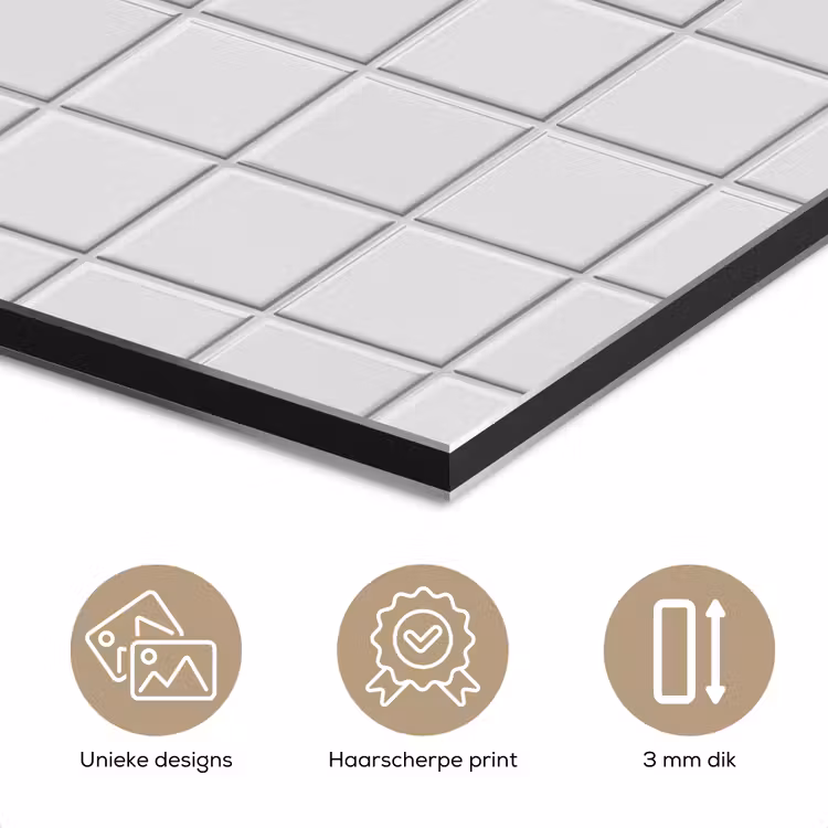 Aluminium schilderij - Patroon - Tegels - Grijs - Wit — 7