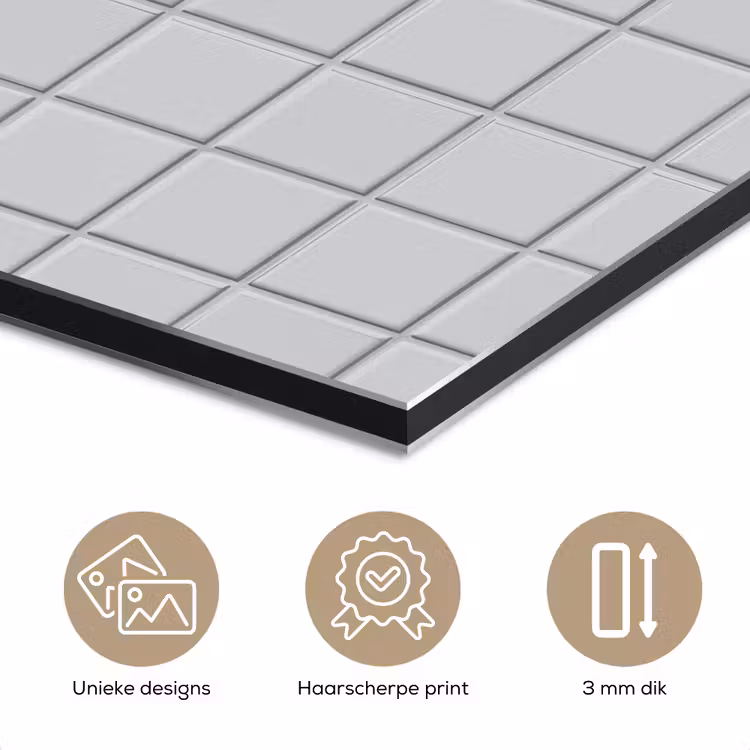 Aluminium schilderij - Patroon - Tegels - Licht - Grijs — 7