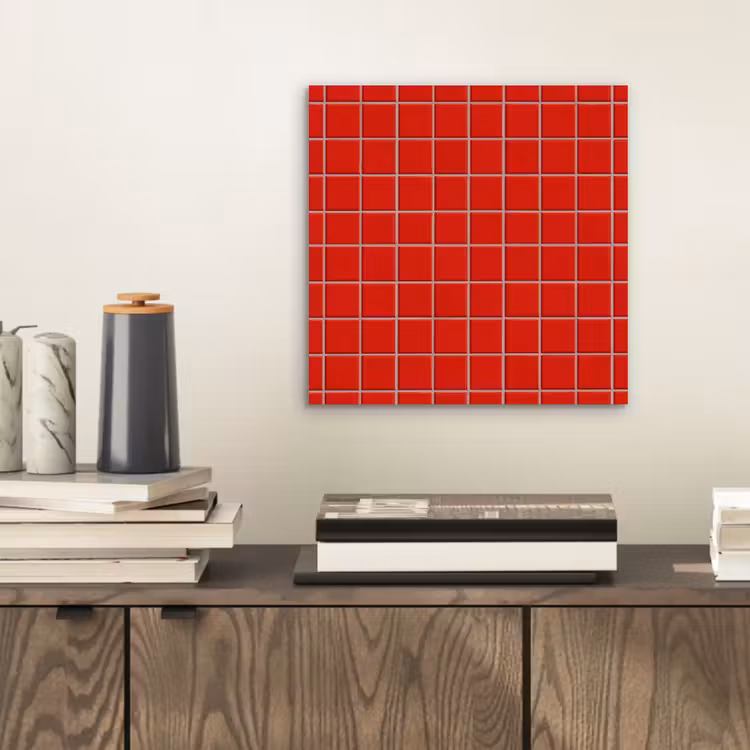 Aluminium schilderij - Tegel - Patroon - Kersen - Rood — 2