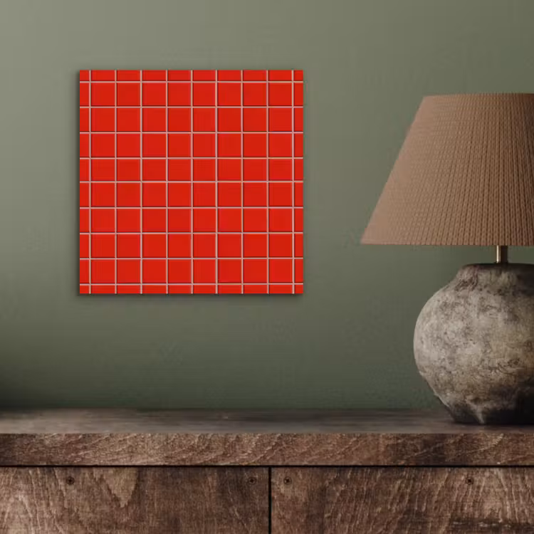Aluminium schilderij - Tegel - Patroon - Kersen - Rood — 3