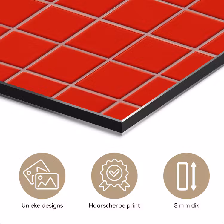 Aluminium schilderij - Tegel - Patroon - Kersen - Rood — 7