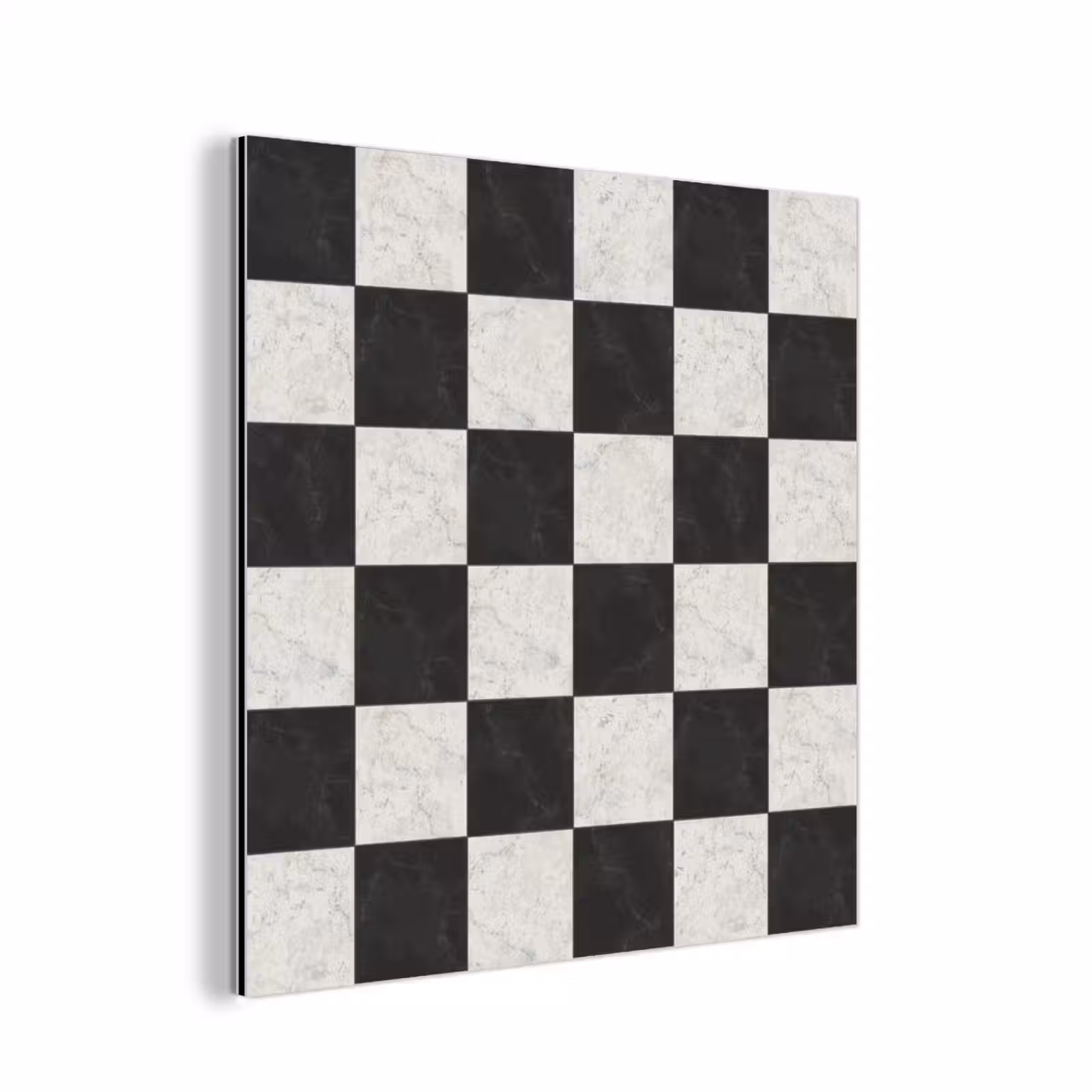 Aluminium schilderij - Dambord - Marmer - Zwart - Wit — 1