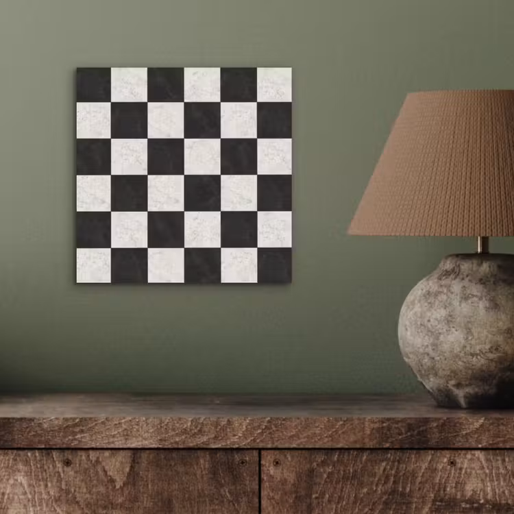 Aluminium schilderij - Dambord - Marmer - Zwart - Wit — 3