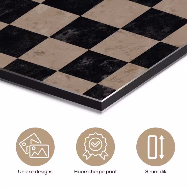 Aluminium schilderij - Patroon - Dambord - Marmer — 7