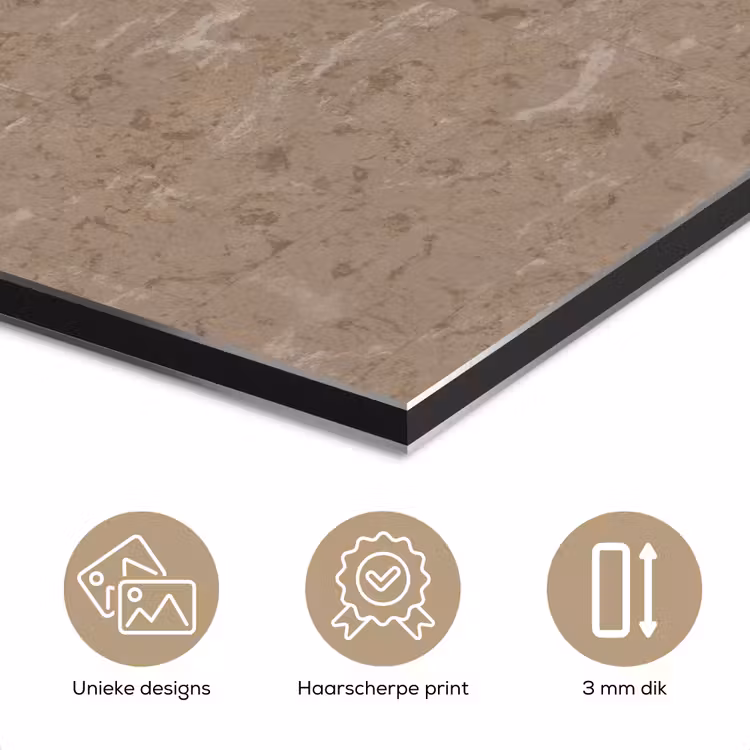 Aluminium schilderij - Patroon - Kalksteen - Beige — 7