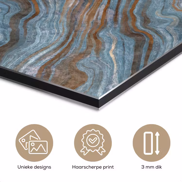 Aluminium schilderij - Patroon - Steen - Blauw — 7