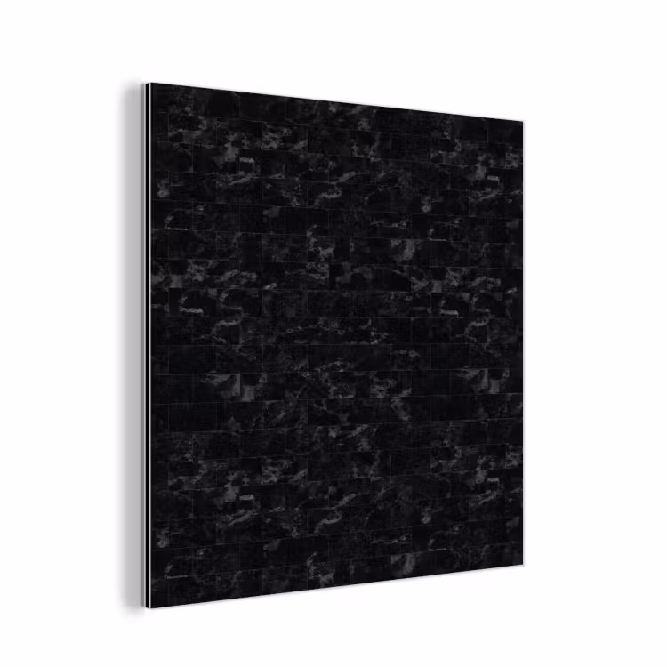 Aluminium schilderij - Tegels - Patroon - Marmer - Zwart — 1