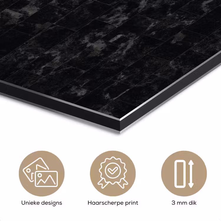 Aluminium schilderij - Tegels - Patroon - Marmer - Zwart — 7