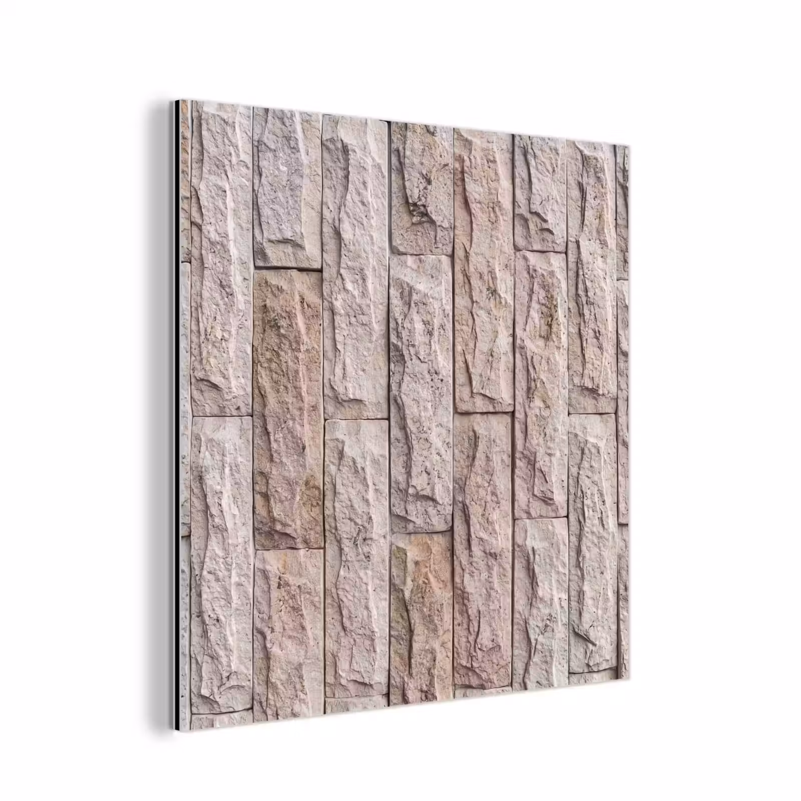 Aluminium schilderij - Muur - Steen - Ruw - Beige - Textuur — 1