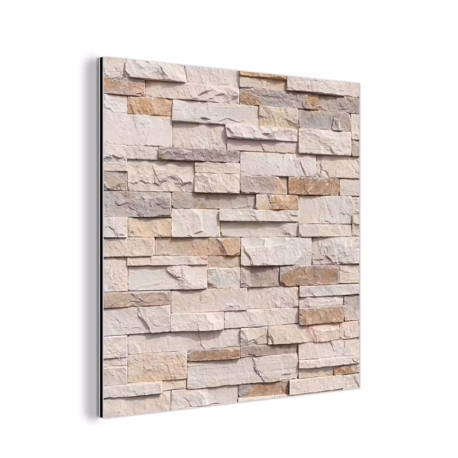Aluminium schilderij - Steen - Muur - Textuur - Rustiek - Beige — 1