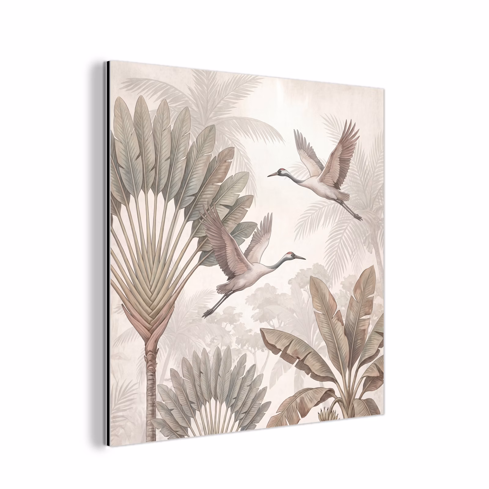 Aluminium schilderij - Vogel - Tropisch - Jungle - Natuur - Beige — 1