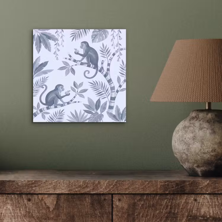 Aluminium schilderij - Aap - Boom - Bladeren - Jungle - Illustratie — 3