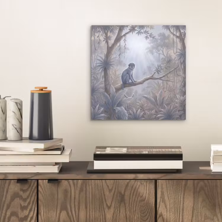 Aluminium schilderij - Aap - Boom - Jungle - Natuur - Grijs — 2