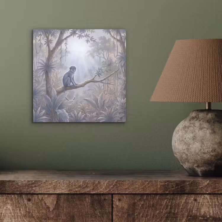 Aluminium schilderij - Aap - Boom - Jungle - Natuur - Grijs — 3