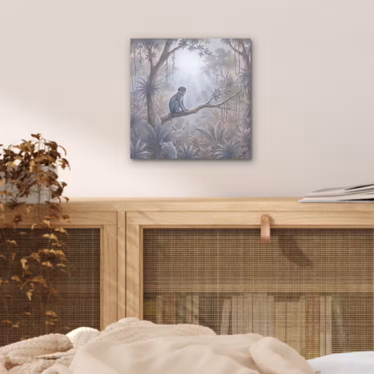 Aluminium schilderij - Aap - Boom - Jungle - Natuur - Grijs — 4