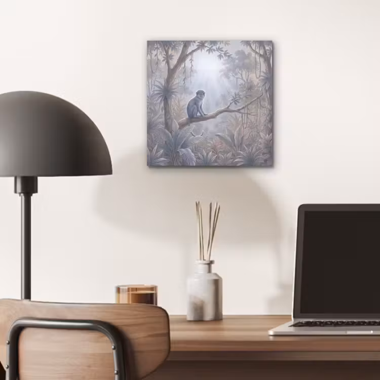 Aluminium schilderij - Aap - Boom - Jungle - Natuur - Grijs — 6