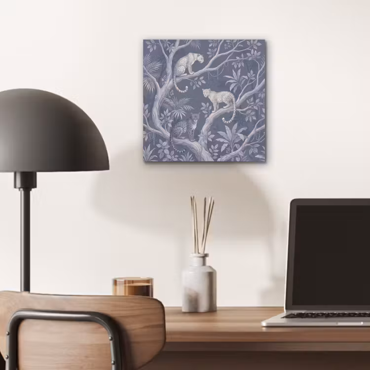 Aluminium schilderij - Dieren - Jungle - Illustratie - Bomen - Blauw — 6