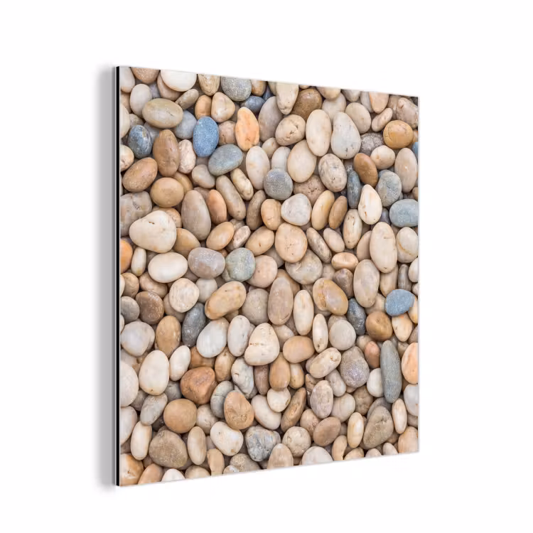 Aluminium schilderij - Kiezelstenen - Natuur - Textuur - Beige - Grijs — 1
