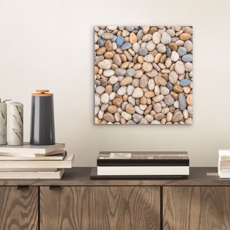 Aluminium schilderij - Kiezelstenen - Natuur - Textuur - Beige - Grijs — 2