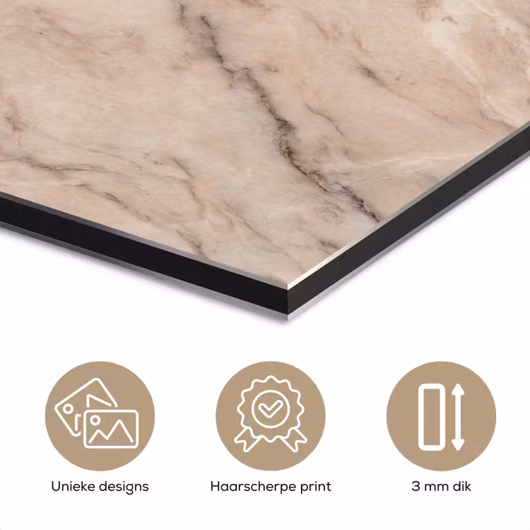 Aluminium schilderij - Marmer - Patroon - Abstract - Modern - Beige — 7