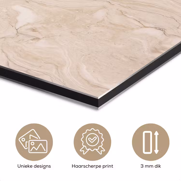 Aluminium schilderij - Marmer - Patroon - Beige - Steen - Abstract — 7
