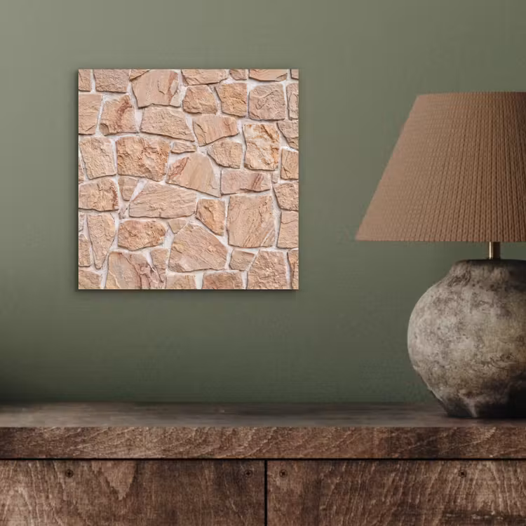 Aluminium schilderij - Muur - Steen - Patroon - Rustiek - Beige — 3