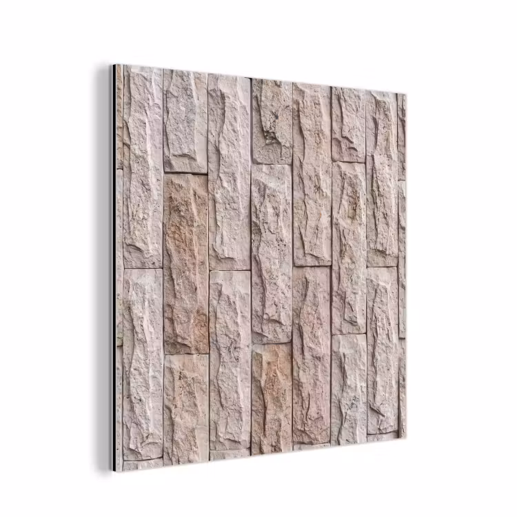 Aluminium schilderij - Muur - Steen - Ruw - Beige - Textuur — 1
