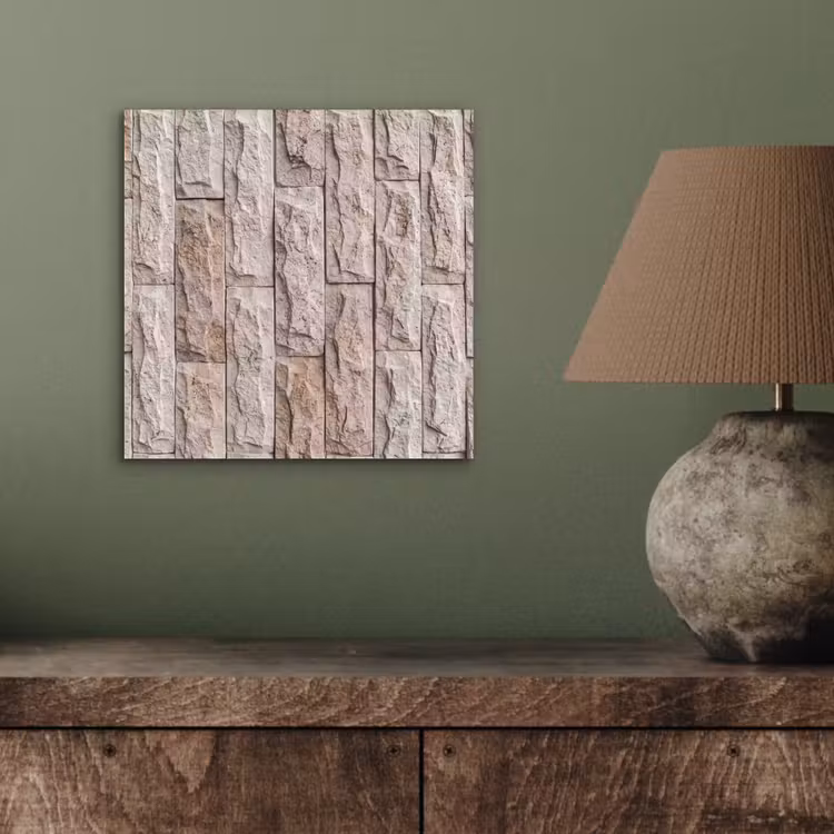Aluminium schilderij - Muur - Steen - Ruw - Beige - Textuur — 3