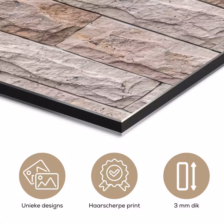 Aluminium schilderij - Muur - Steen - Ruw - Beige - Textuur — 7