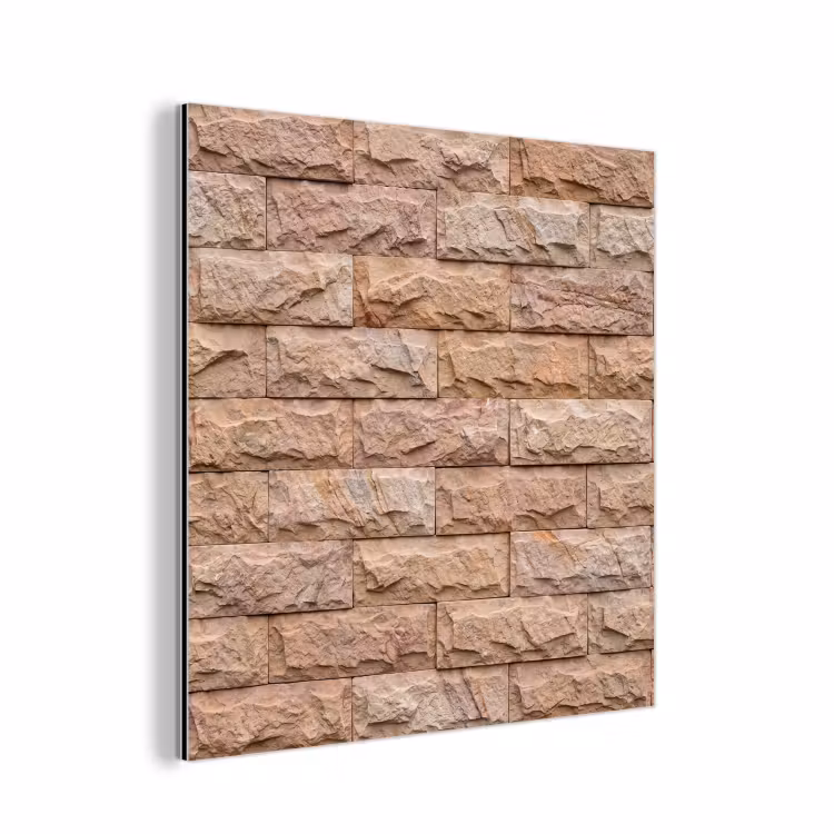 Aluminium schilderij - Muur - Steen - Ruw - Textuur - Beige — 1