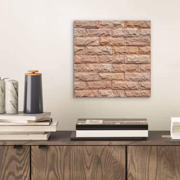 Aluminium schilderij - Muur - Steen - Ruw - Textuur - Beige — 2