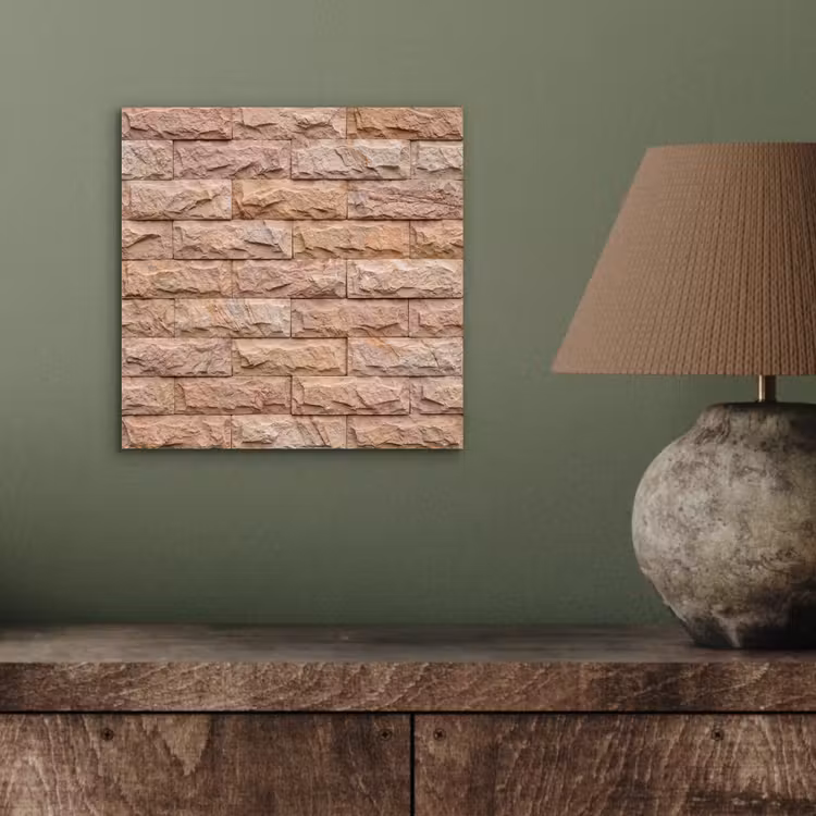 Aluminium schilderij - Muur - Steen - Ruw - Textuur - Beige — 3