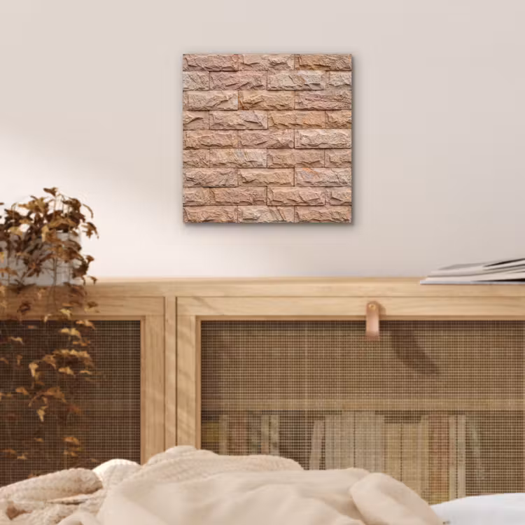 Aluminium schilderij - Muur - Steen - Ruw - Textuur - Beige — 4