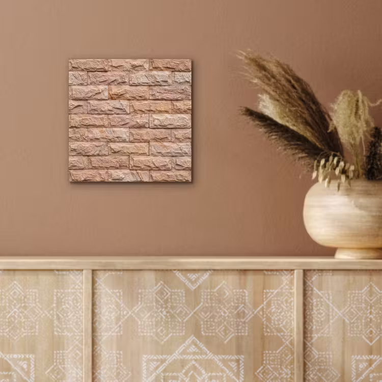 Aluminium schilderij - Muur - Steen - Ruw - Textuur - Beige — 5