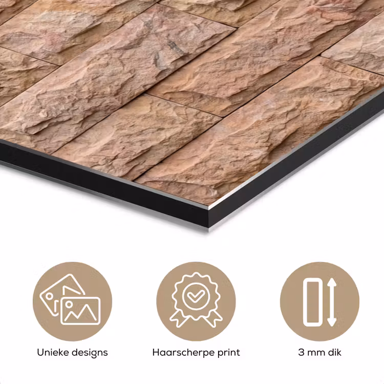 Aluminium schilderij - Muur - Steen - Ruw - Textuur - Beige — 7