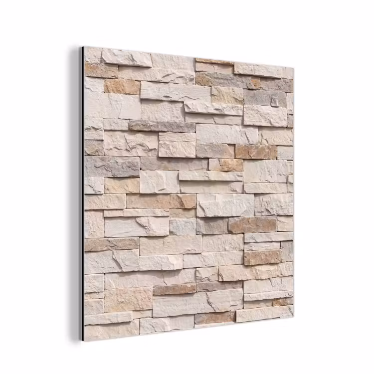 Aluminium schilderij - Steen - Muur - Textuur - Rustiek - Beige — 1